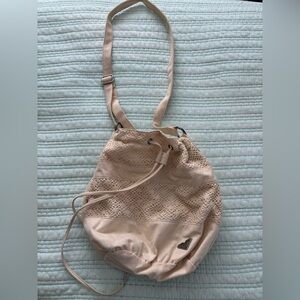 Roxy Beige Crochet Drawstring Shoulder Bag